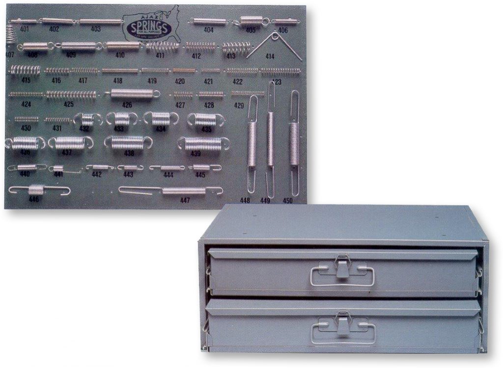 400 piece spring assortment with board & cabinet
