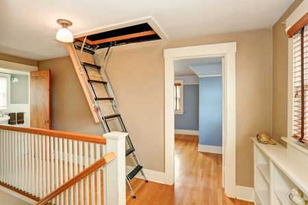 Attic stair spring in home installation